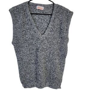 Vintage 80s Retro V-neck Knit Sweater Women XL Shirt Top Casual 14 Gray Fall 16